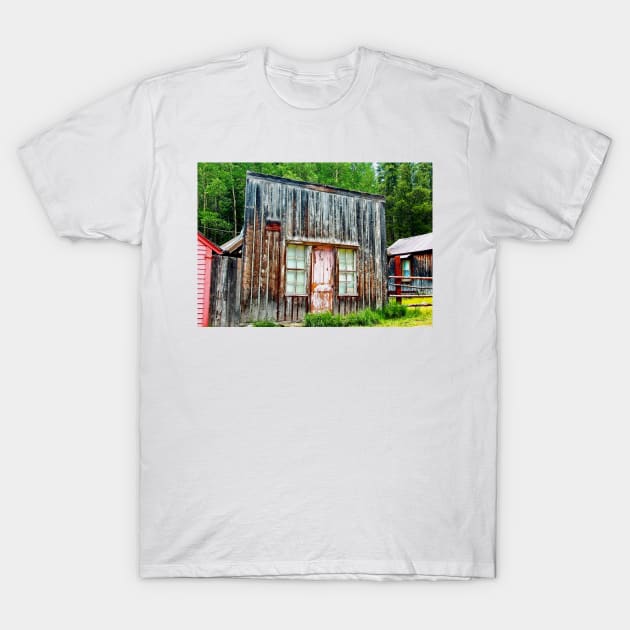 Colorado Ghost Town Cabin with the Pink Door T-Shirt by Scubagirlamy